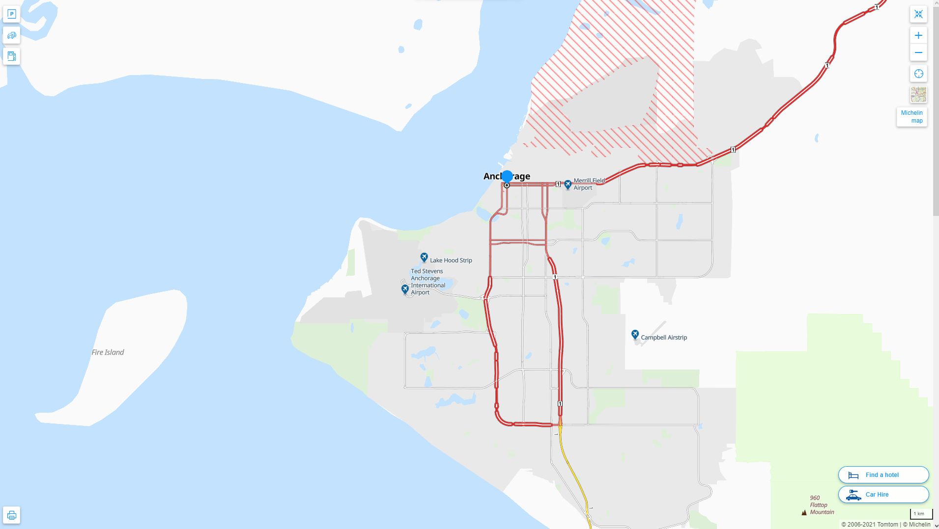 Anchorage Alaska Highway and Road Map